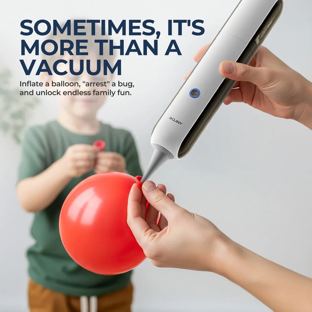 Handheld Vacuum Cleaner with LED Light, Portable Car Cordless Vacuum Cleaner with Powerful Suction and 7 Nozzles, Blowing, White