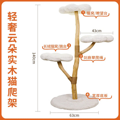 for Cloud Cat Climbing Frame Large Cat Tree Jumping Platform All-in-one Light-luxury Solid Wood Cat Shelf Nest
