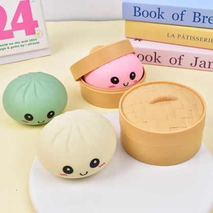 Simulated Colorful Dumpling Squishy Toys Slow Rising Stress Relief Fidget Ball, Soft Squeeze Decompression Toy for Adults & Kids