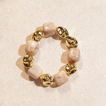 Acrylic Irregular Square Round Beaded Bracelet Bangle for Women Imitation Stone Chain Bracelet Hand Accessories Couple Gifts K