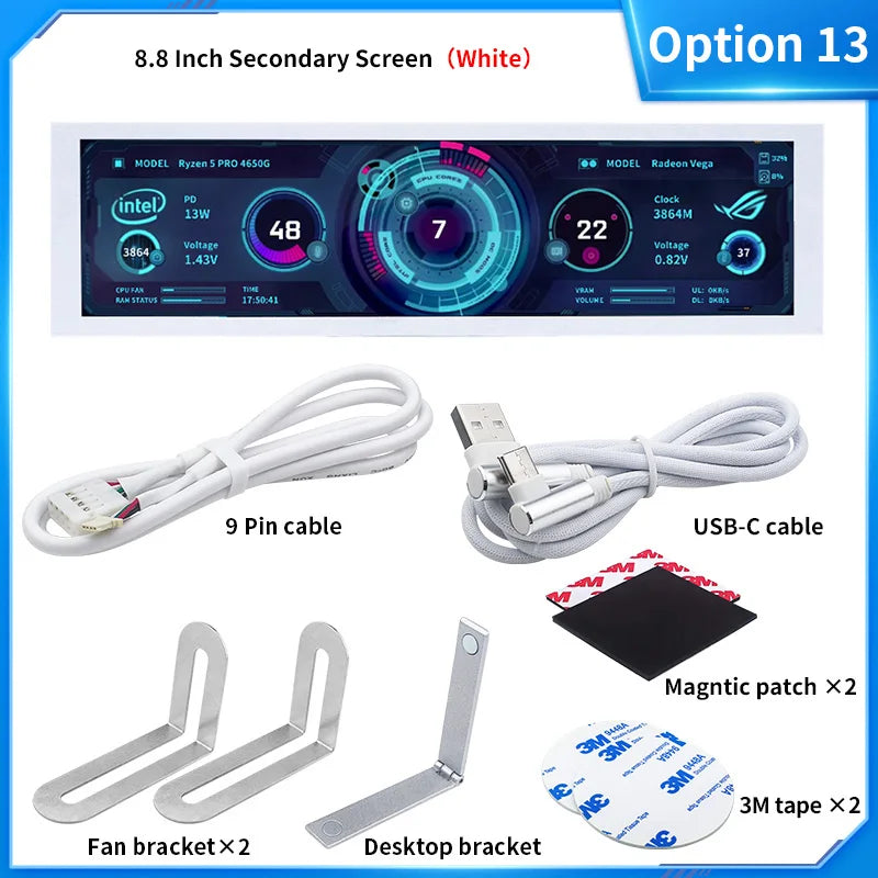3.5 / 5 Inch IPS Type-C Secondary Screen Mini Computer USB Display CPU GPU RAM HDD Monitor with Holder Metal Case No Use AIDA64