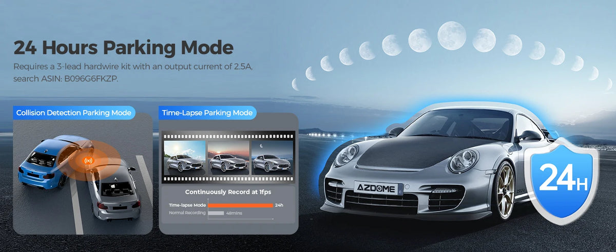 AZDOME M550 Pro 5.8Ghz WiFi 2/3 Channel Dash Cam 4K+2.5K Built-in GPS 3.19" IPS Screen Car DVR IR Night Vision 24H Parking Mode