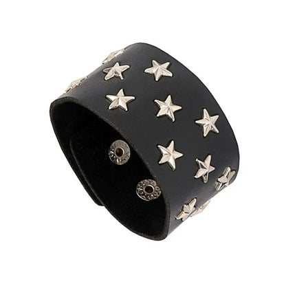 New Punk Dark PU Bracelet For Women Men Hip Hop Rock Chain Multi Layered Bracelet Trend Retro Gothic Jewelry Dancer Accessories