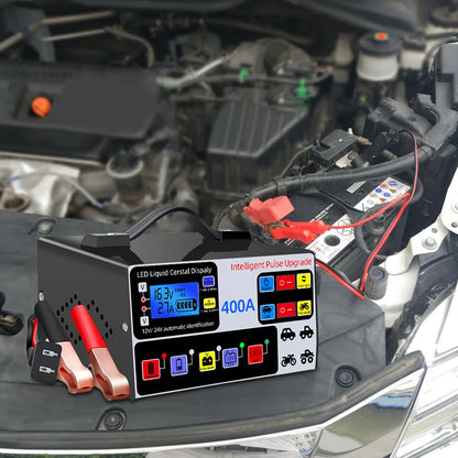 400A Intelligent Pulse Repair Charger Battery High Power Fast Charger 12V/24V Five-Stage Full Automatic Car Battery Charger 220W