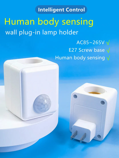 E27 PIR Motion Sensor Led Switch Lamp Base EU/US AC85-265V Plug Human Induction Light Bulb Holder Socket Adapter Converter