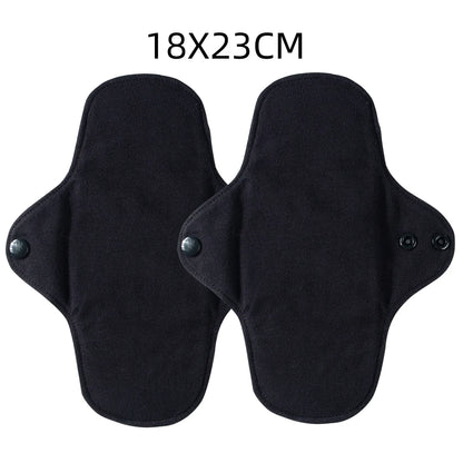 AI2 2PCS Black Pure Cotton Sanitary Pad Reusable Menstrual Pads Heavy Flow Women Menstrual Period Washable Sanitary Napkin