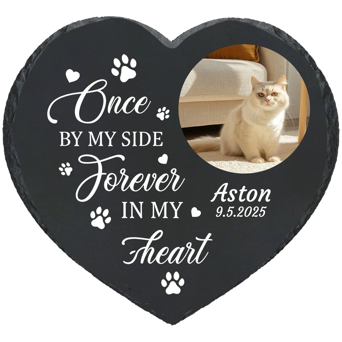 Personalized Pet Memorial Stone,Custom Cat Grave Marke Plaque With Photo&Name,Garden Slate Tombstone Pet Loss Remembrance Gift