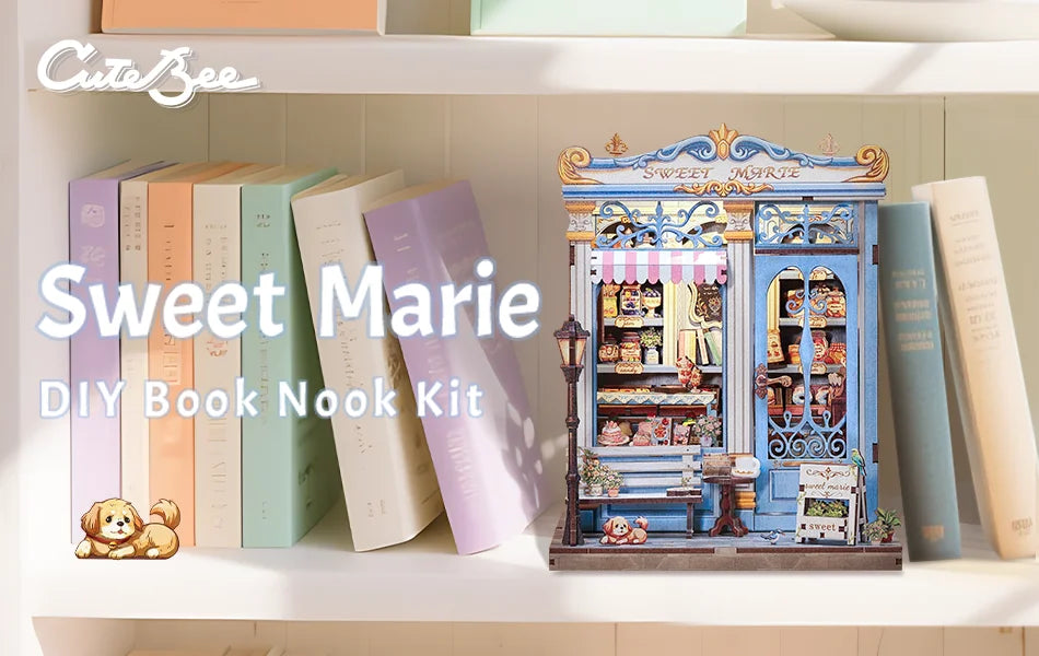 CUTEBEE Book Nook DIY Building Kit with Laser-Cut Precision Pieces 3D Wooden Puzzle  Collectible Desk Home Decor for Gift Idea