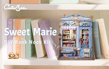 CUTEBEE Book Nook DIY Building Kit with Laser-Cut Precision Pieces 3D Wooden Puzzle  Collectible Desk Home Decor for Gift Idea