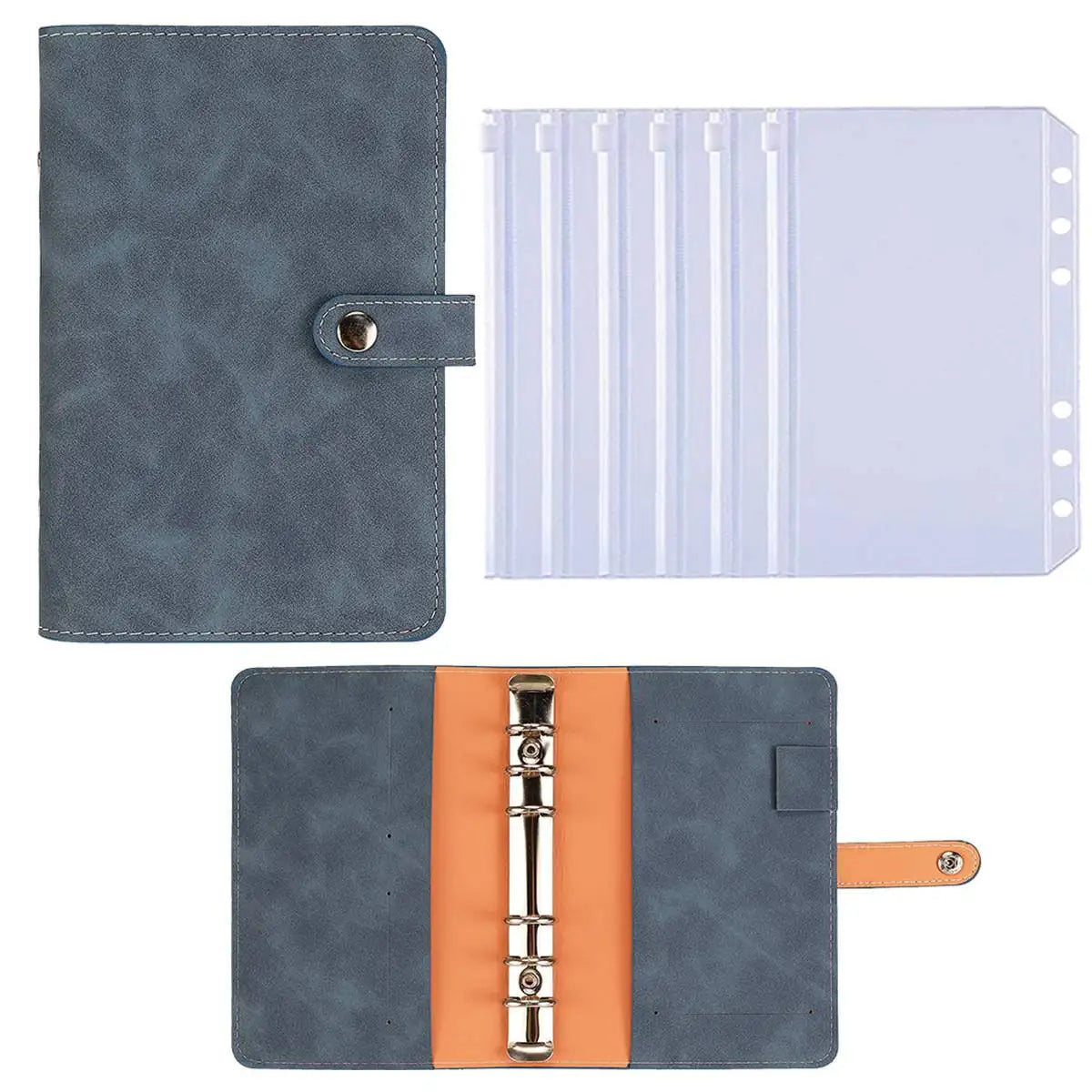 2024 Budget Binder A6 PU Leather Notebook Cash Envelopes System Set Clip-On Binder Pockets For Money Saving Bill Organizer Gifts