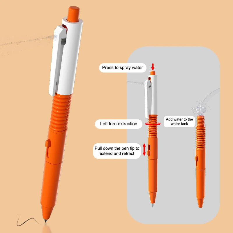 Creative Ballpoint Pen Water Gun Stress Relieving Interactive Toy Pen Children's Party Gifts Funny Prank Retractable Toy Pen