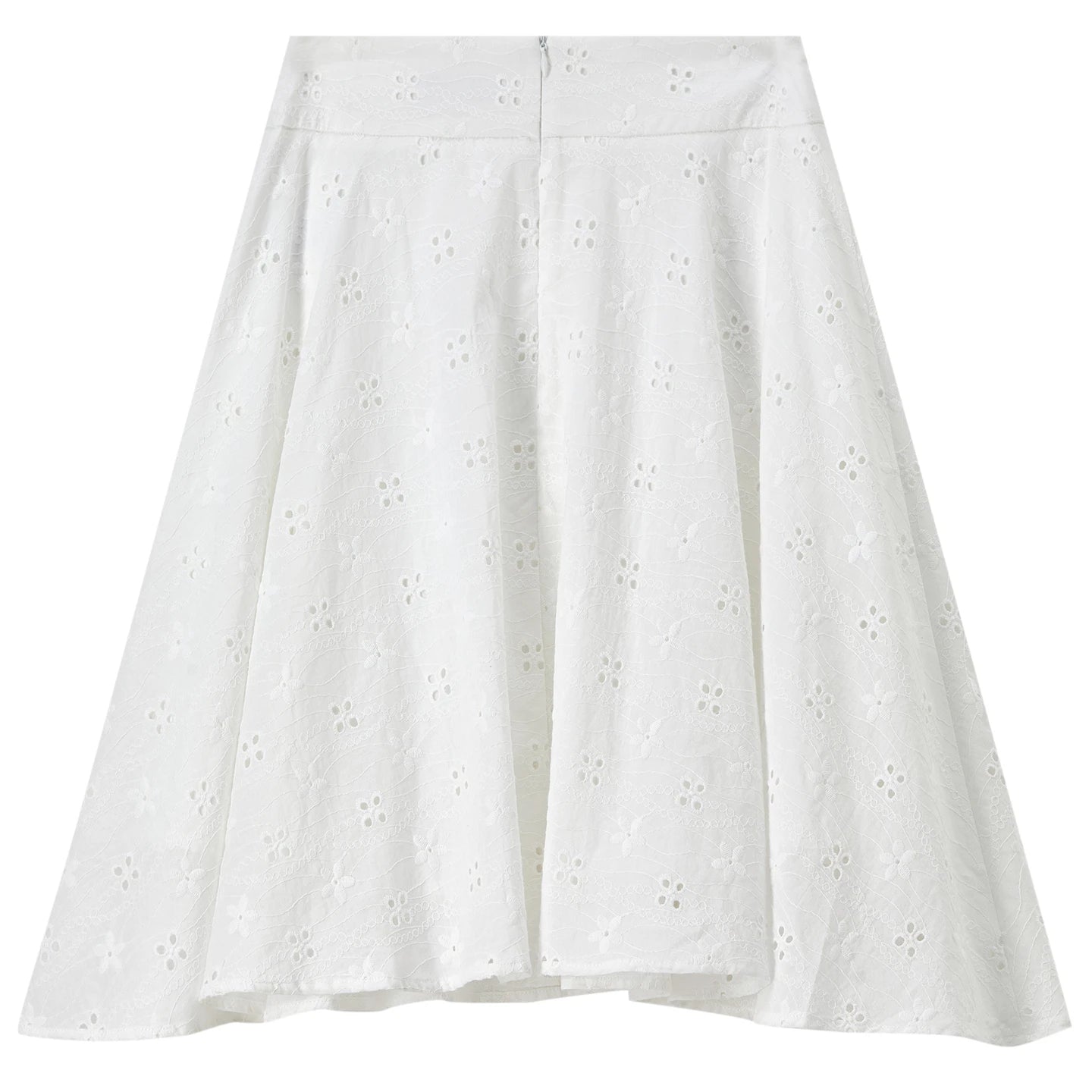 SENTUBILA Women's White Cotton Summer Skirt 2026 Woman Fashion Hollow Embroidery A-Line Short Skirt Female Clothes Q62QG7173