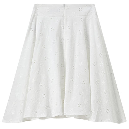 SENTUBILA Women's White Cotton Summer Skirt 2026 Woman Fashion Hollow Embroidery A-Line Short Skirt Female Clothes Q62QG7173