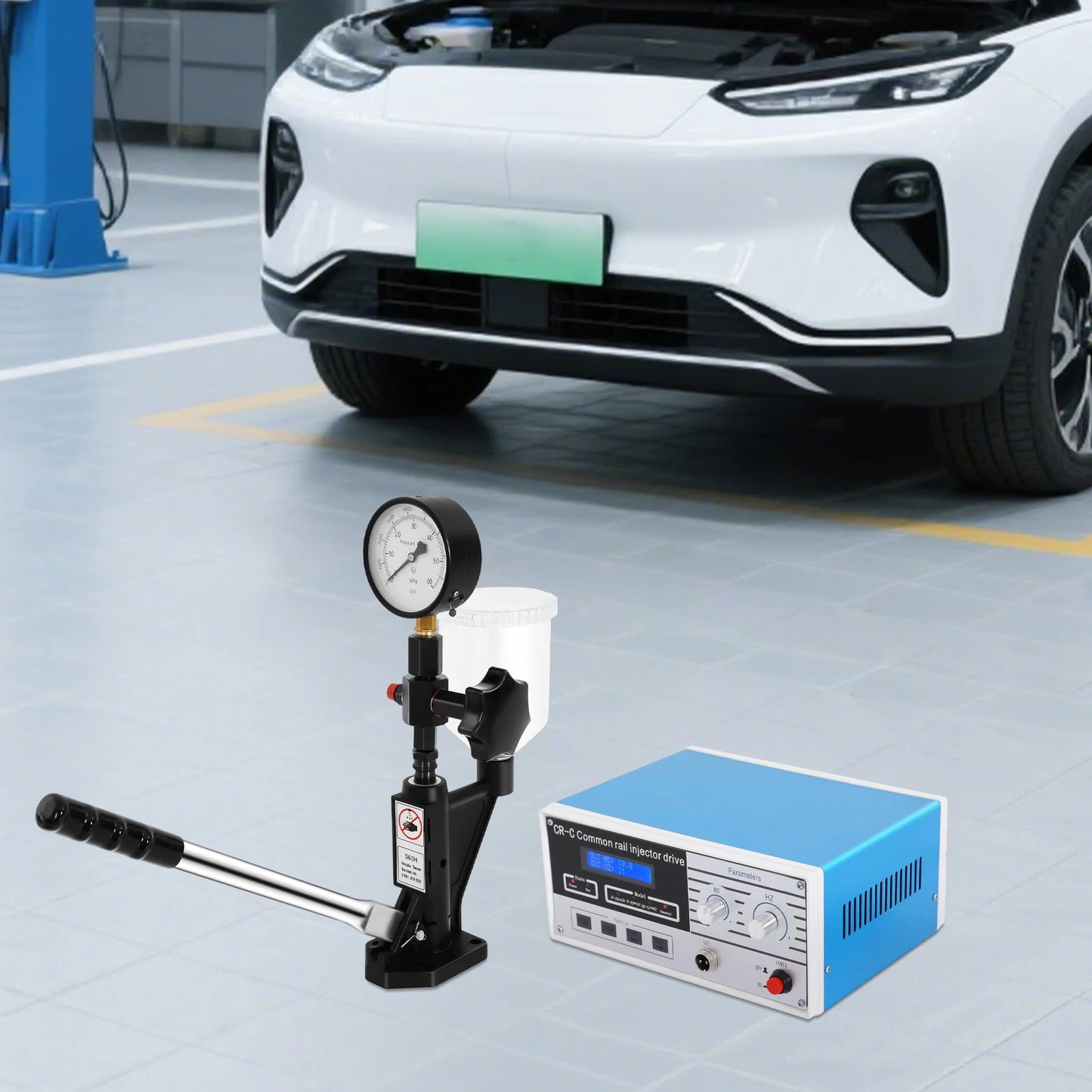 Diesel Injector Tester Tool Kit, CR-C Multifunctional Common Rail Injector Tester S60H Fuel Nozzle Tester 0-60MPa Pressure Gauge