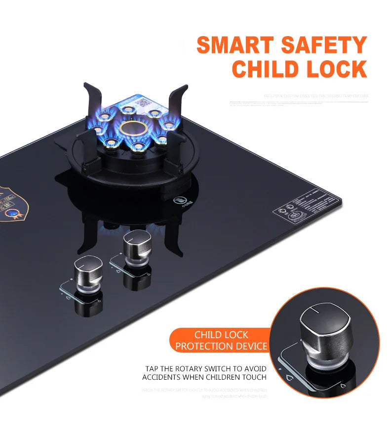 Flip Embedded Fierce Fire Stove Household Gas Burner Stove for Kitchen Cooktop Upgrade Timing Kitchen Gas Cooker Energy-saving
