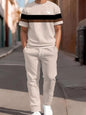 3D Navy Anchor Pattern Men's Set Summer Crew Neck Short Sleeve Shirt With Casual Trousers Two-Piece Set Casual Men's Set