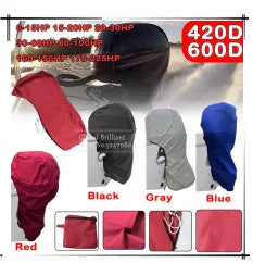 600D Boat Full Outboard Engine Cover Heavy Duty Silver Engine Motor Covers Protector For 6-225HP Waterproof