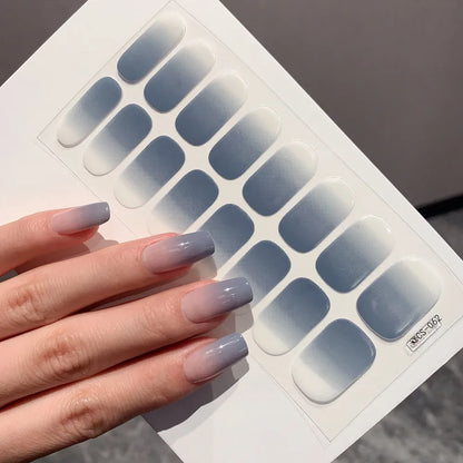 Semi-cured Gel Nail Stickers Solid Color Nail Semi-baked Tips Full Paste Nail Decals UV Lamp Need
