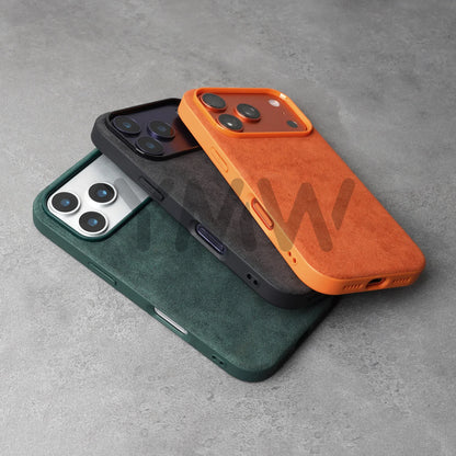 for ALCANTARA Case for iPhone 18 17 16 15 Pro Max Supercar Same Suede Leather Compatible with MagSafe Business Luxury Cover