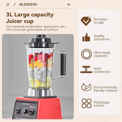 9500W Fuel Table Blender Juicer Smoothie Maker 3-In-1 0.5/1.5/3L Container Food Processor Blenderboxer for Ice Nut Fruit
