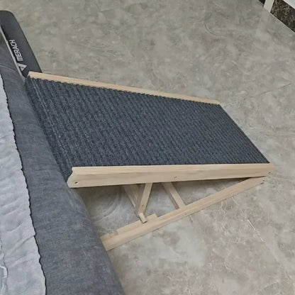 Solid Wood Dog Ramp for Bed Couch Non Slip Pet Stairs Senior Small Dogs Cat Climbing Ladder Gentle Slope Elderly Pets Indoor