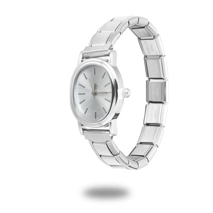 Fashion High Quality Men Women's Stainless Steel Square Round Shiny Zircon Watch Bracelet For Friend Birthday DIY Jewelry Gift