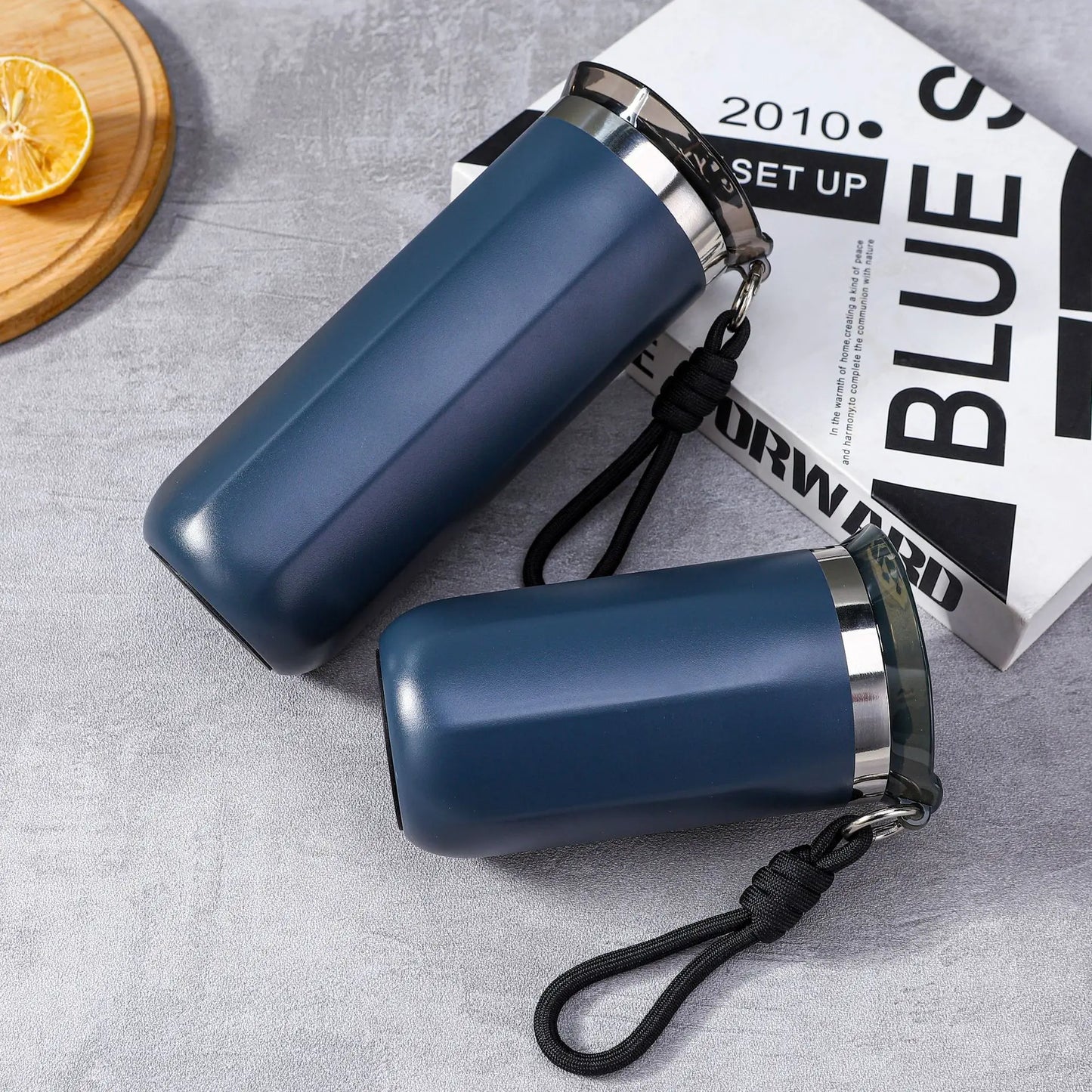 Vacuum Insulated Coffee Travle Mug Stainless Steel Thermo Bottle Cup Thermal Tumbler With Carrying Ring Flask for Hot Cold Drink