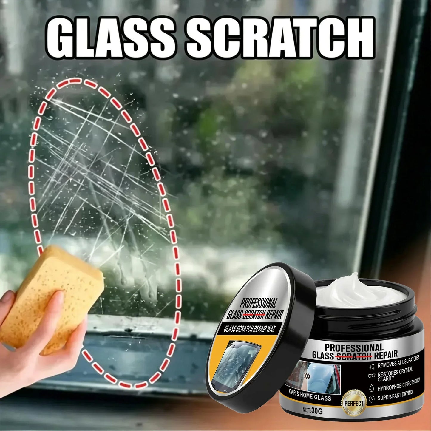 Glass Scratch Repair Wax Multi-Purpose Polishing Cream No Residue Car Window Glass Lens Deep Scratch Remover Protective Coating