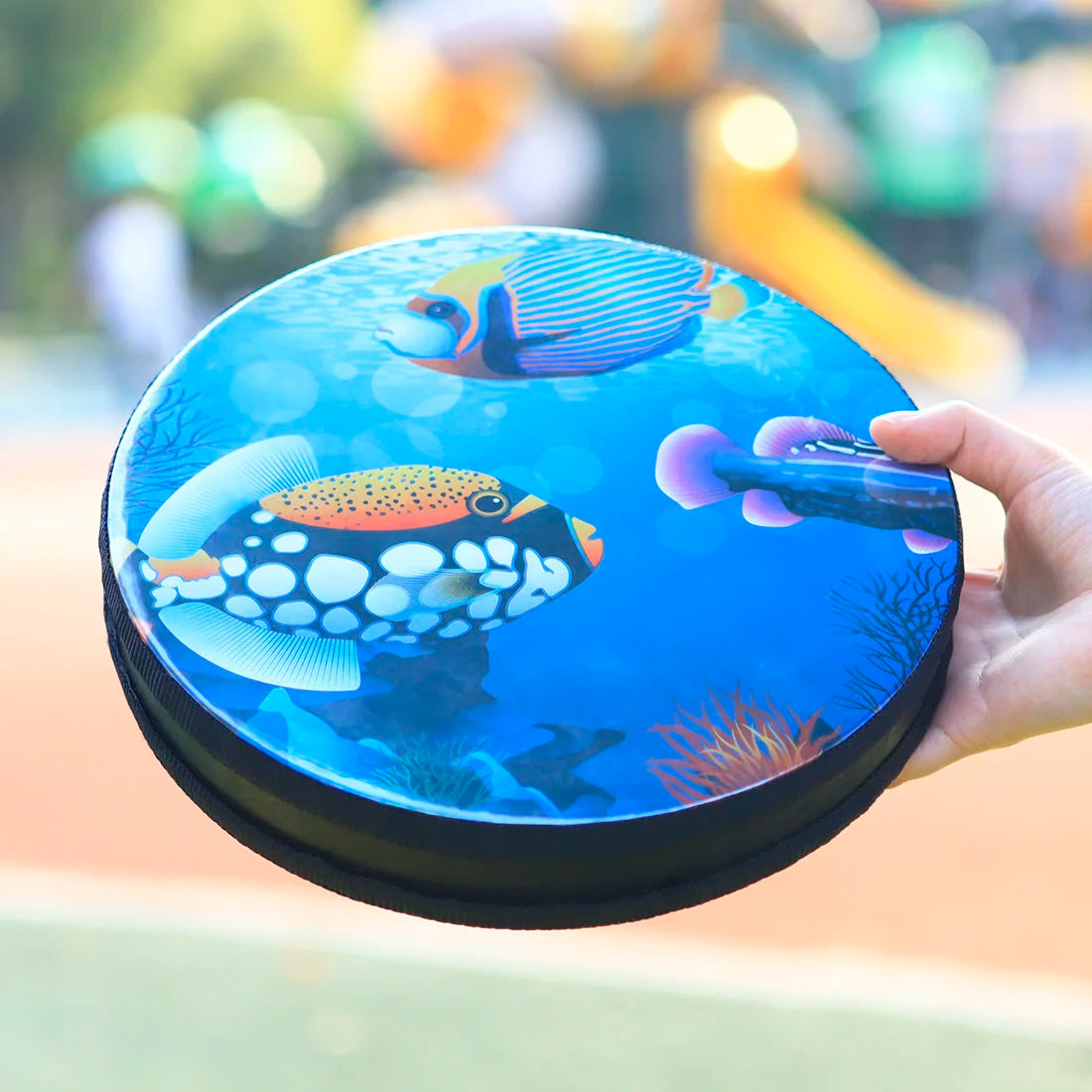 Orff 10 inch Sea Wave Drum Round Solid Wood Instrument Musical Children Percussion For Baby Early Learning Music Equipment