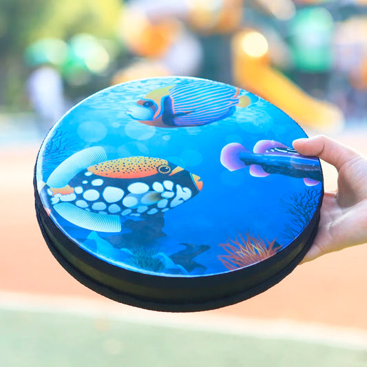 Orff 10 inch Sea Wave Drum Round Solid Wood Instrument Musical Children Percussion For Baby Early Learning Music Equipment