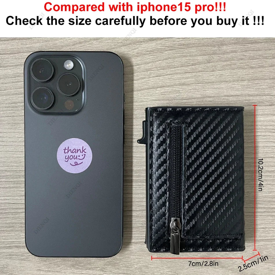 Rfid Wallet Credit Card Holder Luxury Business ID Holder Card Slim Pop Up Metal Minimalist Purse Smart Money Bags with Zipper