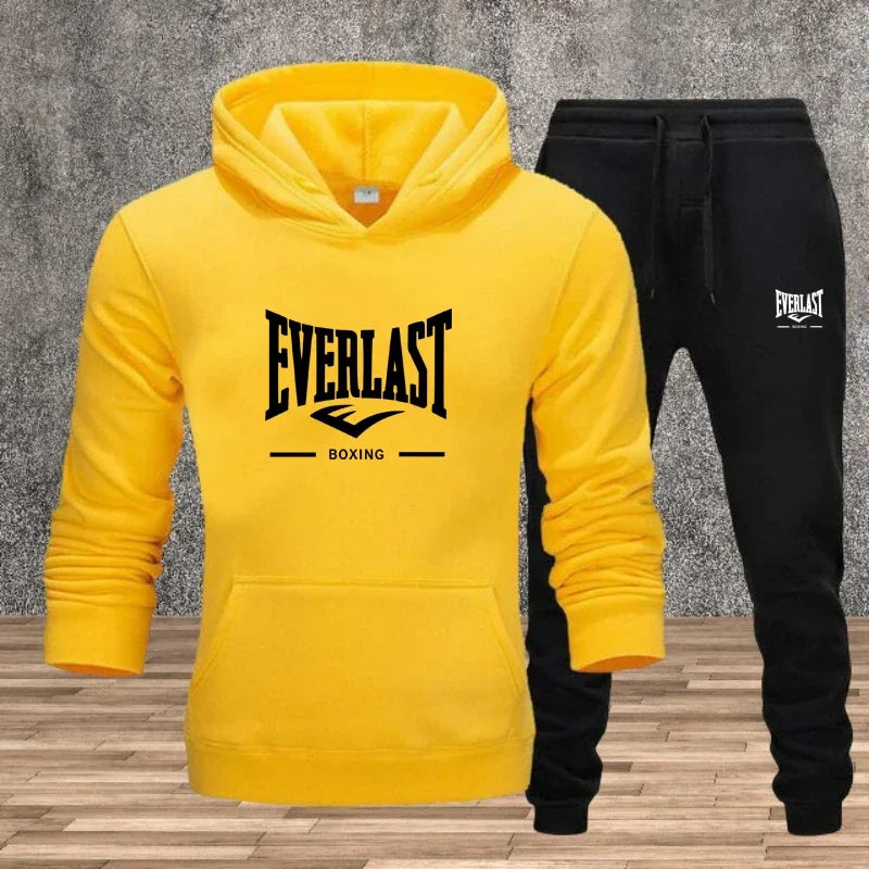Autumn and winter men's set: Fashionable fitness jogging pullover, hooded sweatshirt, sweatshirt and casual pants two-piece set