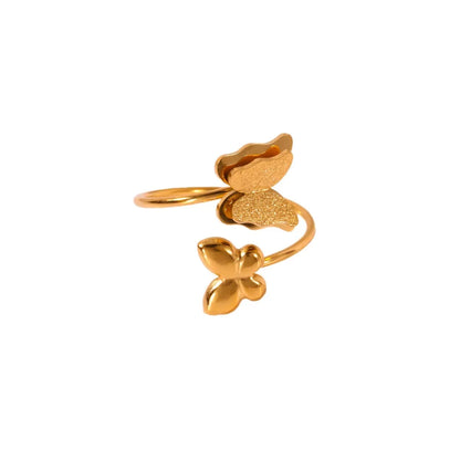 Cute Butterfly Rings For Women Gold Color Stainless Steel Geometric Opening Butterfly Ring Aesthetic Wedding Christmas Jewelry