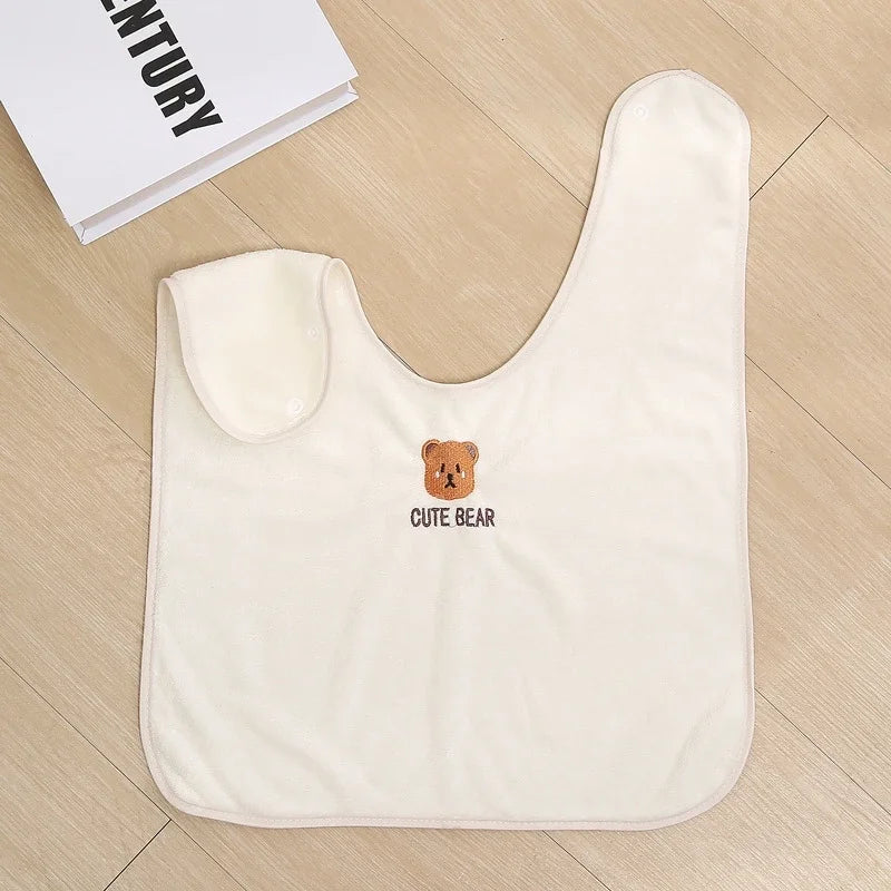 Baby Grooming Bib for Toothbrushing Stain Resistant Toddler Eating Smock Washable Kids Feeding Apron with Snaps Soft