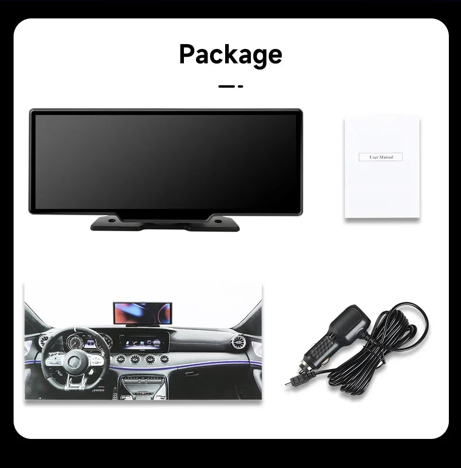 10.26 inch Car Play Screen,Wireless CarPlay & Android Auto Dash Cam Rear Camera Multimedia Stereo,AUX FM Radio,Car Touchscreen