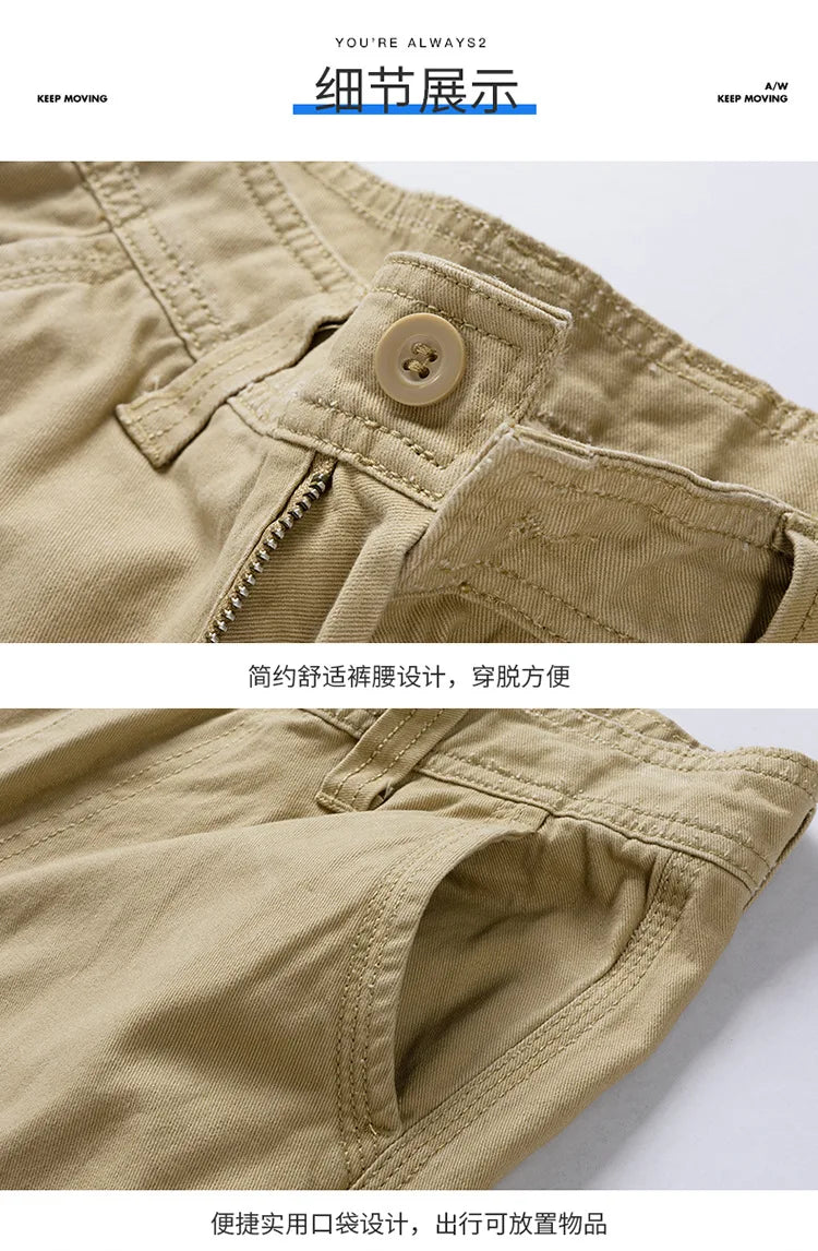 2025 New Summer men's fashionable multi pocket workwear shorts thin casual and fashionable denim multi pocket shorts