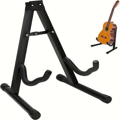 A-Frame Metal Guitar Stand Foldable Floor Stand for Acoustic Electric Guitar Bass, Stable Portable Music Instrument Holder