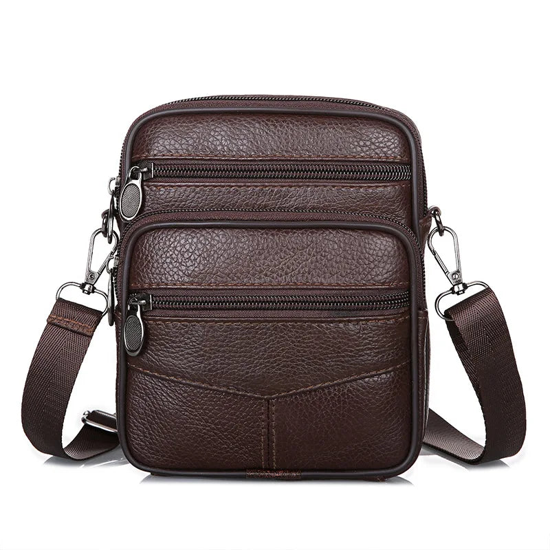 Homefish New Genuine Leather Crossbody Bag Vertical Trendy Multifunctional Shoulder Bag Briefcase Casual Travel Messenger Bag
