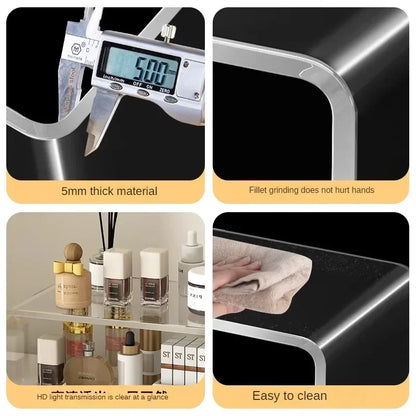 5mm Thick Acrylic Clear Storage Rack Desktop Display Cosmetics Storage Table Elevated Partition Board Toy Perfume Storage Rack