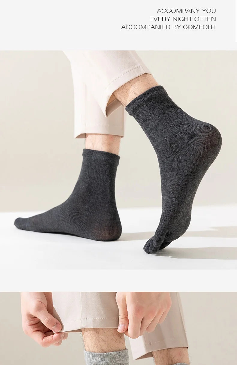 Five Finger Socks Men's Pure Cotton Five Toe Socks Sweat Absorbing Mid Tube Split Toe Socks Toes Socks For Men