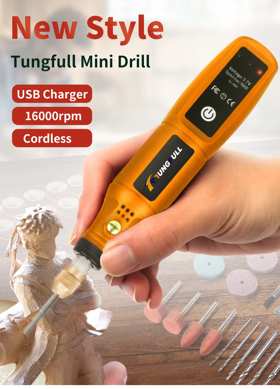 DIY Mini Rotary Tool USB Engraving Tool Dremel Tool Mini Grinder Machine Mini Wireless Drill Rechargeable Polishing Machine