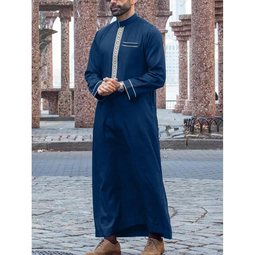 New Muslim Traditional Men's Robe Multi Colored Elegant Ethnic Embroidery Men's Robe Simple Casual Loose Robe