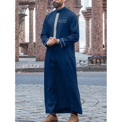 New Muslim Traditional Men's Robe Multi Colored Elegant Ethnic Embroidery Men's Robe Simple Casual Loose Robe