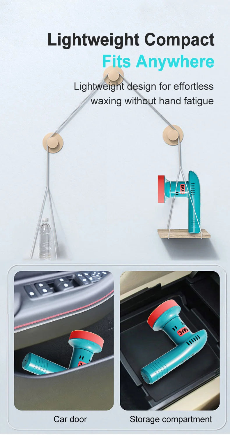 EAFC Car Polisher Handheld Wireless Polisher Car Polishing Waxing Sanding Machine Power Tool for Car Body Cleaning Waxing Repair
