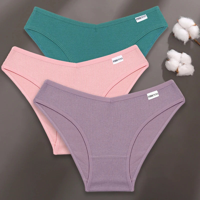 FINETOO 3PCS/Set M-XXL Women Sexy Cotton Panties Underwear Female Underpants Woman Briefs Cotton Pantys Girl Intimates Lingerie