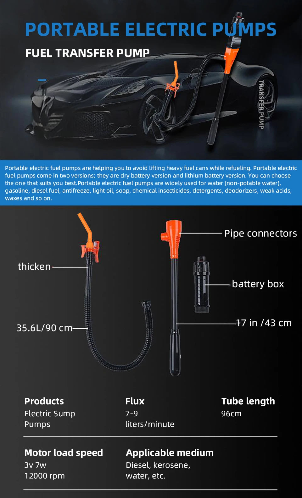Handheld Electric Oil Siphon Pump Liquid Transfer Battery Powered Portable Water Gas Extractor Tool Car Petrol Fuel Siphon Pump