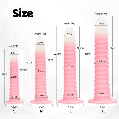 Adult Erotic Sex Toys Gradient Pink Anal Plug Dildo Massager With Threaded Design Strong Suction Cup Extra Long Anal Butt Plug