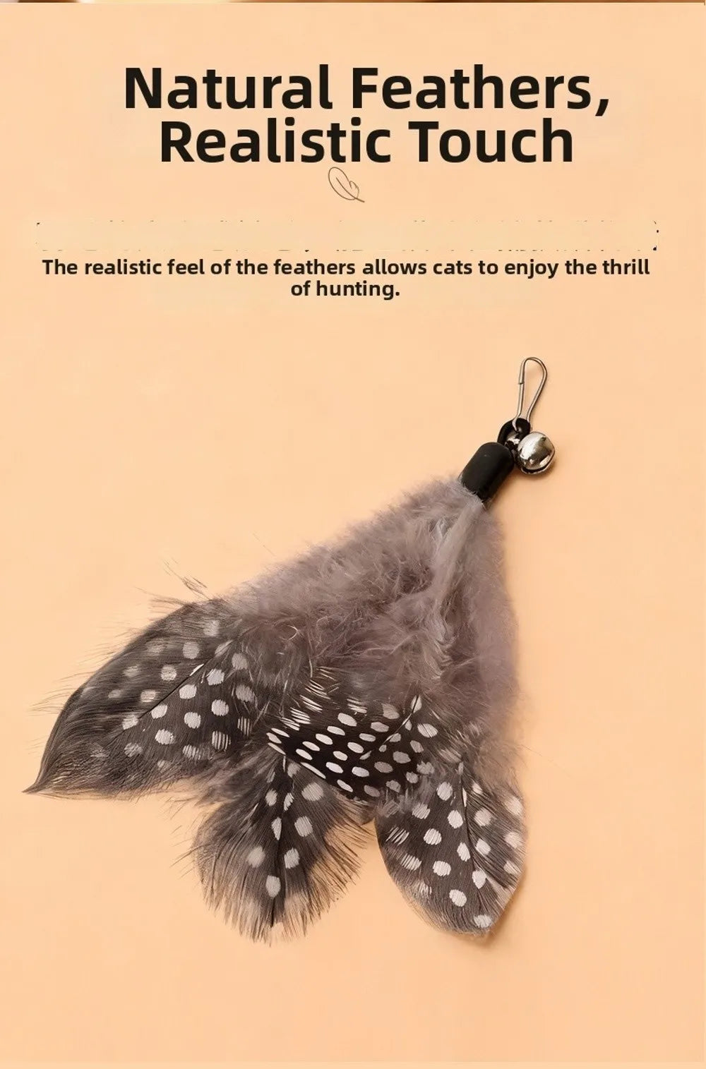 Wooden Handle Spring Teasing Cat Stick Feather Simulation Fishing Rod Cat Teaser Stick Interactive Replaceable Bell Squeaky Cat