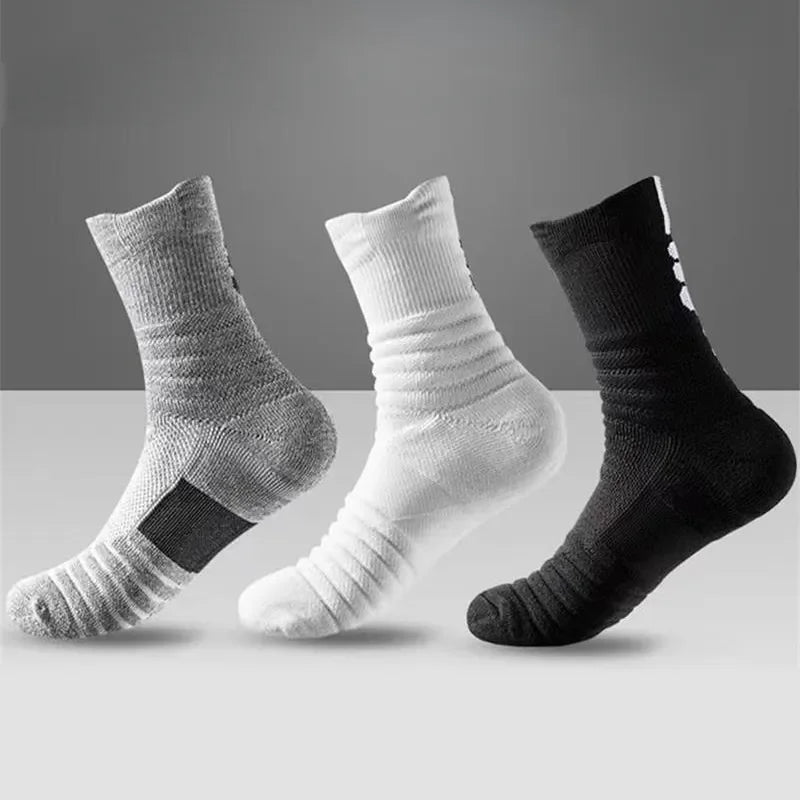 6/3/1 Pairs Men's Compression Socks Breathable Basketball Sports Cycling Socks Moisture Wicking High Elastic Tube Socks