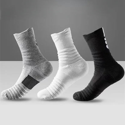 6/3/1 Pairs Men's Compression Socks Breathable Basketball Sports Cycling Socks Moisture Wicking High Elastic Tube Socks